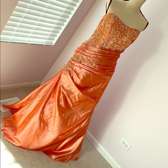 sparkly orange dress
